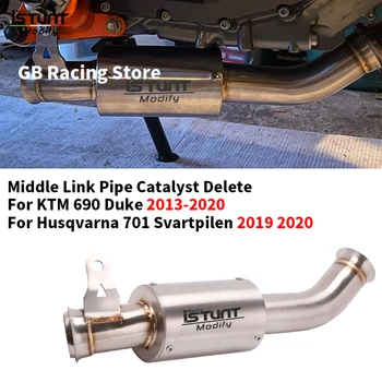 Para KTM 690 Duke 2013-2018 Husqvarna 701 Svartpilen de Exaustão da Motocicleta Modificado de aço Inoxidável Catalisador Excluir Meio de Ligação de Tubos