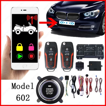 Alemanha Espião Bluetooth Mobile APP Dois sentidos Sistema de Alarme do Carro de PKE Motor Botão de partida Chave de Segurança, Entrada Sem chave Telefone Celular de Um
