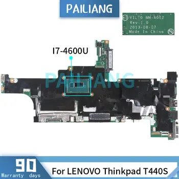 PAILIANG Laptop placa-mãe Para o LENOVO Thinkpad T440S I7-4600U placa-mãe NM-A502 04X3964 SR1EA Com 4 gb de RAM DDR3 tesed