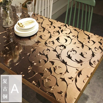 O Bronze e o Espaço Cinzento pano da tabela do PVC de 1,0 mm de Cozinha de Restaurante Tabela Tapete de Mesa de Café Cobre Praça Toalha de mesa para mesa de jantar